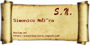 Simonics Nóra névjegykártya