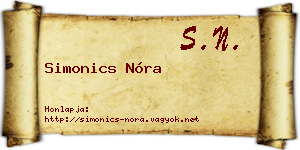 Simonics Nóra névjegykártya